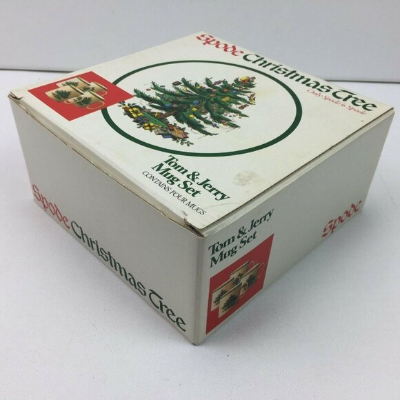Vintage Spode Christmas Tree Tom & Jerry Mug Set 4 Box Porcelain China - Picture 3 of 8